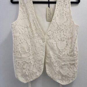 Elegant Cream Lace Vest Top